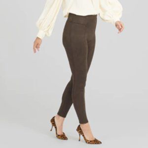Spanx Olive Faux Suede Leggings Size Medium NWT